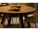 Ronde eettafel Milano - ø140x76 - Naturel/zwart - Acaciahout/metaal