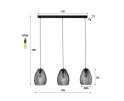 Hanglamp 3L stripe metal - Zwart bruin