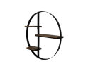 Wand decoratierek rond - 80x16x80 - Naturel/zwart - Mangohout/ijzer