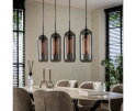 Hanglamp Rafael smoke glas metaal 4 lampen - zwart