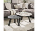 Salontafel set/2 rond Twin - 3D ceramic mix travertine