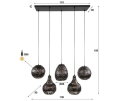 Hanglamp 5L strip multi shade - Zwart bruin