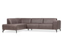 Hoekbank Bravino antraciet - kentucky 01 lederlook &ndash; Ottomane links &ndash; 275x210 cm