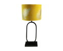 Ronde lampenkap met print - 32x32x24 - Mosterdgeel/goud - Velvet