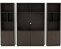 Oulu boekenkast 75, linksdraaiend met 1 deur en 4 open vakken, Dark Chocolate - Oak Collection