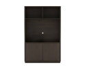 Oulu TV-kast 150 met 2 deuren en 3 open vakken, Dark Chocolate - Oak Collection