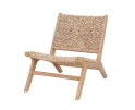 DELHI LOUNGE CHAIR CROSS PATTERN WEAVE (1071)  -  WICKER BANANA LEAF ROUND 4 5MM MIXED LIGHT BROWN