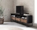 TV stand Criss Cross large, 3 drawers, 3 open racks,60x180x40 cm, mixed wood