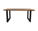 Rechthoekige eettafel - 200x80-100x78 - Naturel/zwart - Munggur/metaal