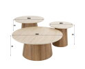 Salontafel travertin keramiek set van 3 rond - Japandi - 80x80x35 cm