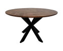 Eettafel Mozaik Verona rond - 120x120x76 - Naturel/zwart - Mangohout/metaal