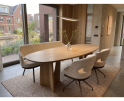 Eettafel Nina Deens ovaal massief eikenhout - Naturel - Japandi stijl - 200x100 cm