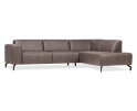 Hoekbank Bravino antraciet - kentucky 01 lederlook &ndash; Ottomane rechts &ndash; 275x210 cm