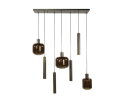 Hanglamp 4+3 metal and glass mix Bronza - Sienna brown