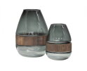 Dave Vaas Glas/hout Blauw/groen 26x19cm - WOOOD Exclusive