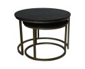 HSM Collection-Ronde Bijzettafel Ronin S/2-ø70x47/ø55x41-Zwart/Goud-Marmer/Metaal