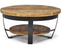 Salontafel Paras Rond mangohout 70x70x35 CM - Bijzettafel - Woonkamer - Duurzaam - Metaal - Naturel