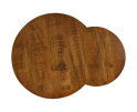 HSM Collection-Ronde Bijzettafel Ronin S/2-ø60x45 / ø45x40-Bruin/Zwart-Mango/Metaal