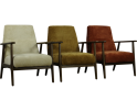 Fauteuil Fenna stof Stella Natural 1 beige met houten armleuningen