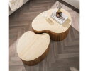 Salontafel set2 niervormig Nuovo travertin - Massief mango zand