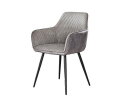 Combideal eetkamerset: ronde eettafel Mangohout 120 cm met 4 Kreta eetkamerstoelen met armleuning - ribstof lichtgrijs