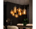 Hanglamp van 7 Lampen met Gestreept Glas Horizontaal - Amberkleurig glas