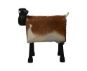 Schaap Shawn groot - 58x34x62 - Wit/bruin/zwart - Teak/geitenhuid