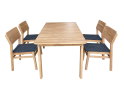 JALA GARDEN DINING SET 5PCS (1 TABLE, 4 CHAIRS) / WOOD ACACIA LIGHT TEAK LOOK / ROPE FLAT 20MM ANTHRACITE