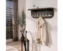 kapstok Aruba met hoedenplank mangohout - walnoot bruin - 7 haken - japandi - 60x20x20 cm
