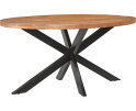 Eettafel Mangohout Ovaal met zwarte matrixpoot van metaal 160x90x77cm