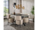 Eettafel Fossil deens ovaal keramiek 180x90x76 cm - zwart - marmer look