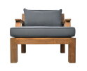 Tuin Sofa met armsteun en kussenset - 80x79x83 - Naturel/grijs - Teak