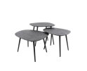 Salontafel Ontario set van 3 vierhoekig metallic - zwart