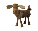 Schaap Shawn klein - 32x14x32 - Wit/bruin/naturel - Teak/geitenhuid