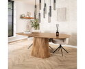 Eettafel Wave Deens ovaal Centrale poot mangohout 215x105 cm - Zandkleur