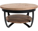 Salontafel Paras Rond mangohout 70x70x35 CM - Bijzettafel - Woonkamer - Duurzaam - Metaal - Naturel