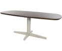 Eetkamertafel 160, deens ovaal, poot Beige, Mango Brown Walnut - Libra Table Collection