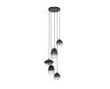 Hanglamp 5L getrapt mix glass shaded - Artic zwart
