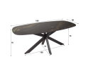 Eettafel Fossil deens ovaal keramiek 180x90x76 cm - zwart - marmer look