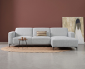 Meubelplaats Hoekbank Nolan met Chaise Longue Rechts &ndash; Cremona Stof - Lichtgrijs - 275x150x84 cm