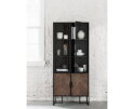 Showcase Criss Cross, 2 glass/metal doors, 2 wooden doors,185x80x40 cm, mixed wood
