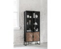 Showcase Criss Cross, 2 glass/metal doors, 2 wooden doors,185x80x40 cm, mixed wood