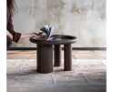 Salontafel Marlot rond mangohout 60x60x41 cm - walnoot - Japandi