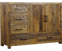 Dressoir Brent gerecycled hout naturel - 120 x 40 x 85 cm - 2 deuren en 5 lades