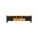 TV-meubel Bruno - Bas mangohout en metaal 200 cm breed