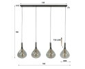 Hanglamp drop smoke glass 4 lampen - Artic zwart