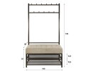 Garderobebank Luno met zitkussen - kapstok - schoenenrek - garderobemeubel &ndash; Drift brown - 11-haaks&ndash; 100x36x183 cm