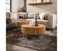 Salontafel Wave set van 2 rond mangohout - Zandkleur