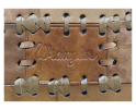 Poef Patchwork - 33x33 cm - leder - vintage cognac