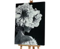 Schilderij "Lady with flower in black and white" - Acryclic Painting